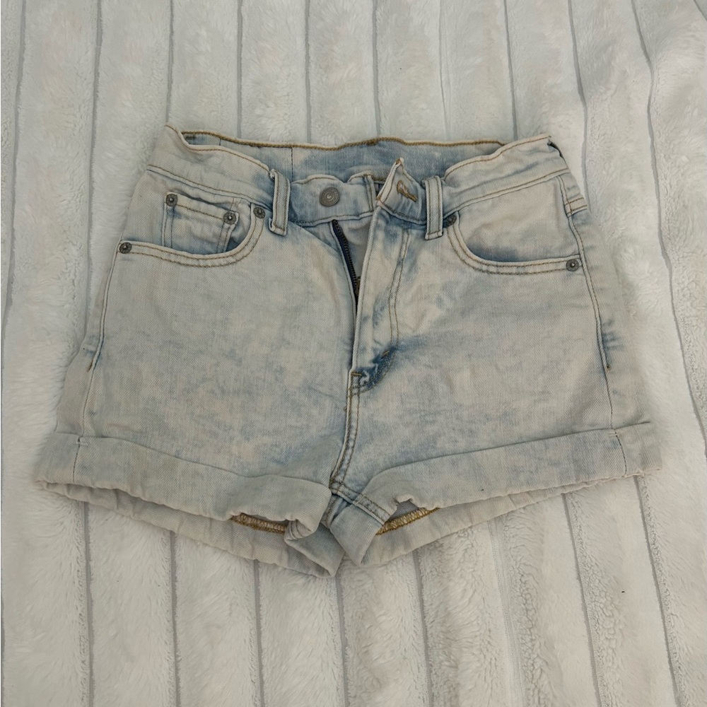 Levi's Blue Jean Shorts High-Waisted Distressed
